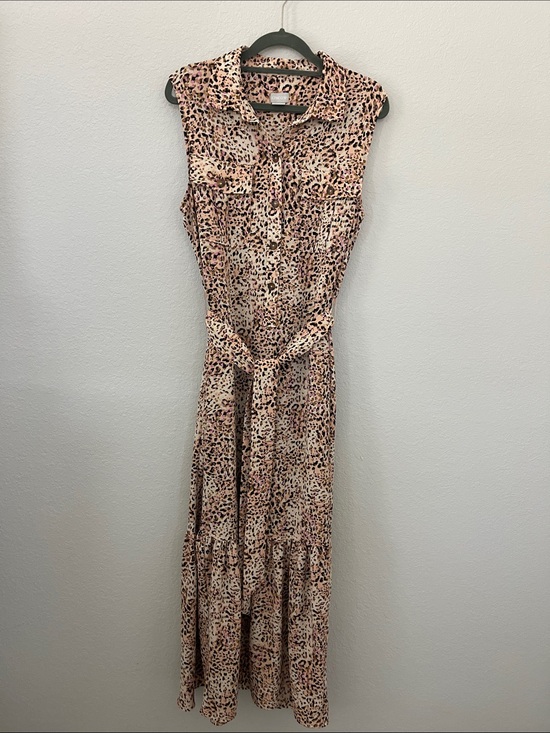 Chico's Dresses & Skirts - Chico’s Animal Print Belted Tiered‎ Maxi Shirt Dress Size 1 8/10